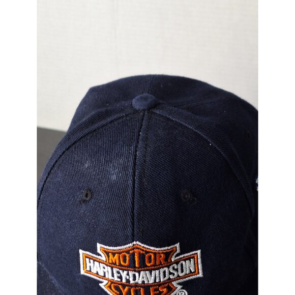 Harley-Davidson Hat Cap Strap Back Blue Embroidered Bar & Shield Biker Mens - Picture 6 of 10